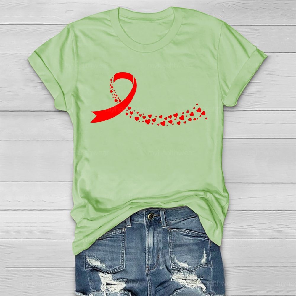 Red Heart Ribbon Graphic  Healthwear T-shirt