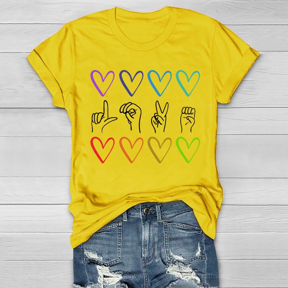 Love Colorful Heart Sign Language Healthwear T-shirt