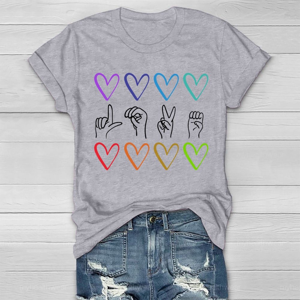 Love Colorful Heart Sign Language Healthwear T-shirt