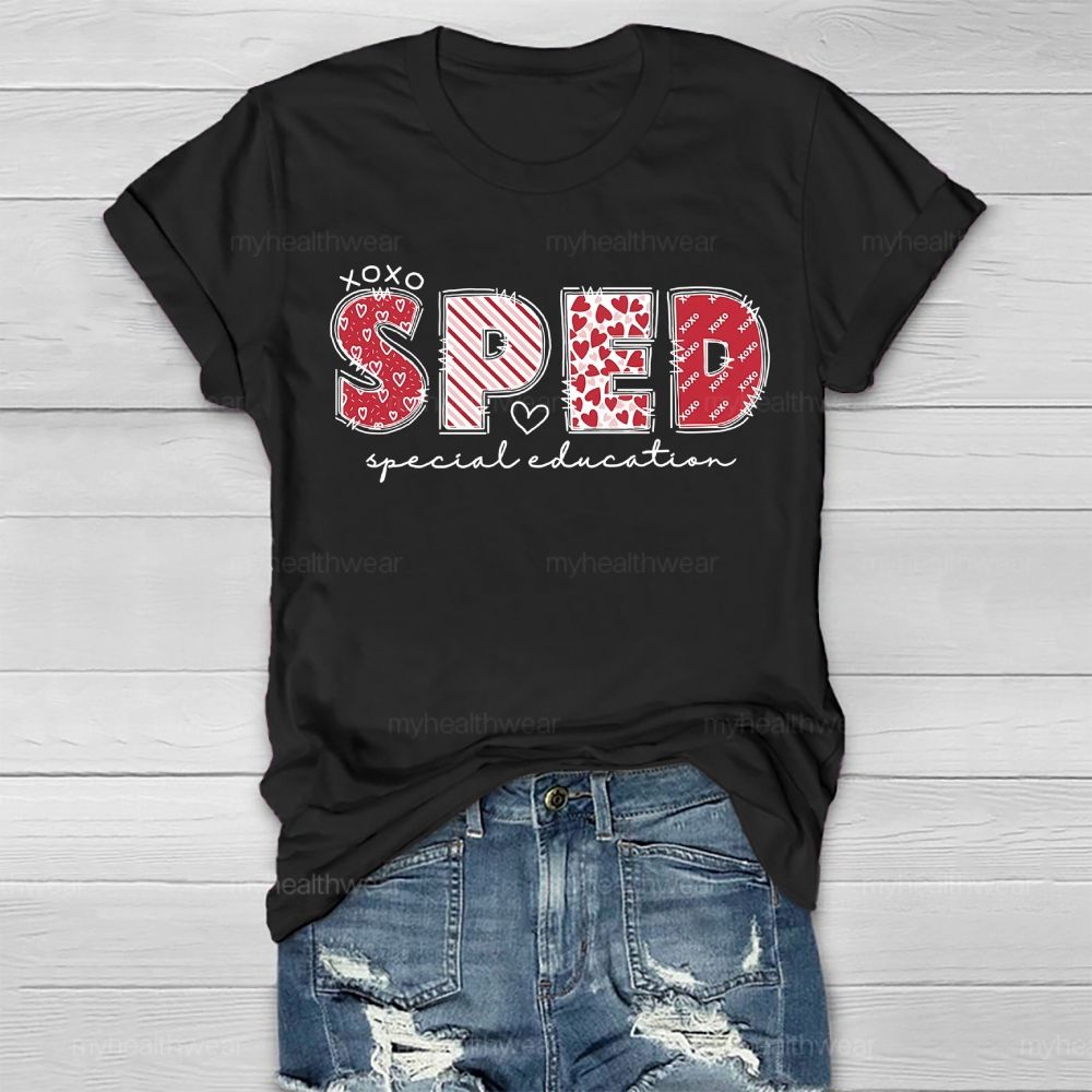 SPED Special Education Valentine's Day Letters  Healthwear T-shirt