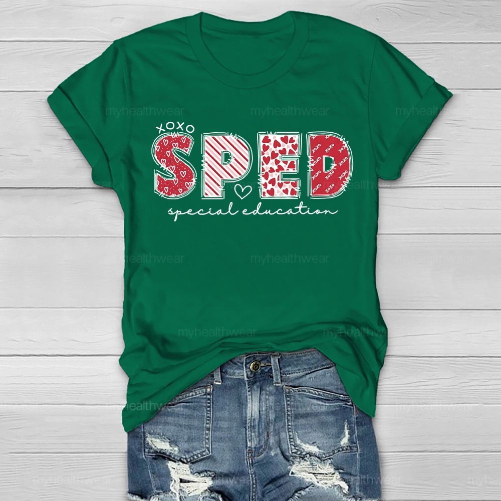 SPED Special Education Valentine's Day Letters  Healthwear T-shirt