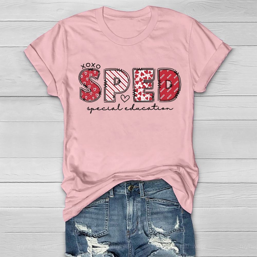 SPED Special Education Valentine's Day Letters  Healthwear T-shirt
