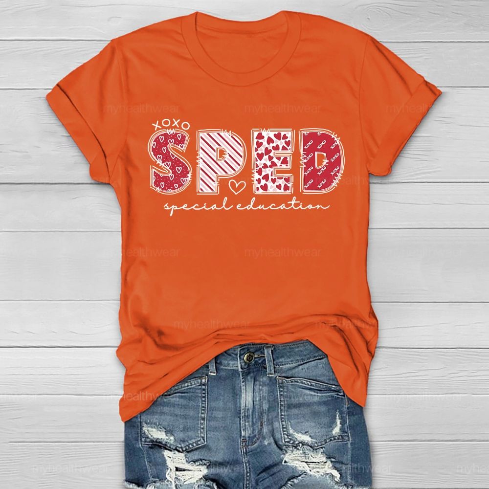 SPED Special Education Valentine's Day Letters  Healthwear T-shirt