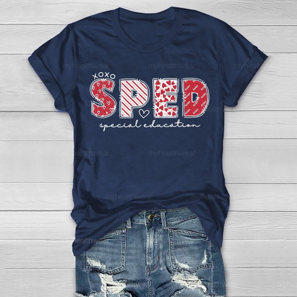 SPED Special Education Valentine's Day Letters  Healthwear T-shirt