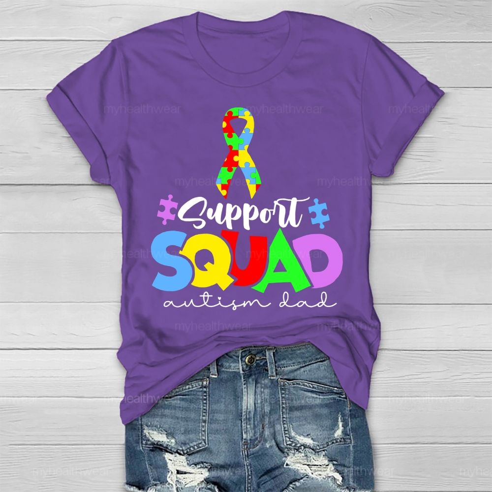 Support Squad Autism Dad Puzzle Ribbon Healthwear T-shirt