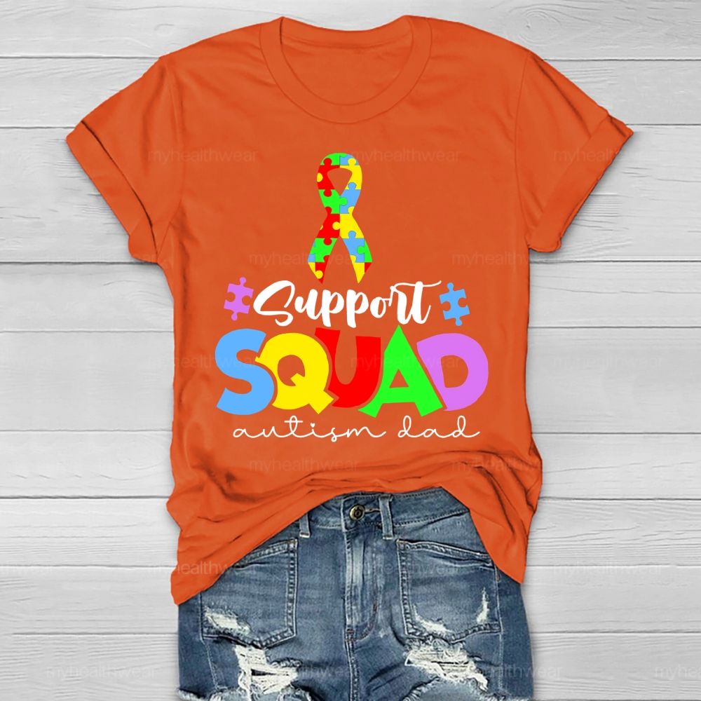 Support Squad Autism Dad Puzzle Ribbon Healthwear T-shirt
