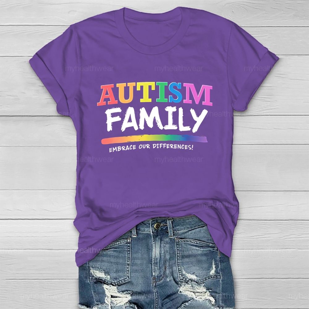 Autism Family Embrace Our Differences  Healthwear T-shirt