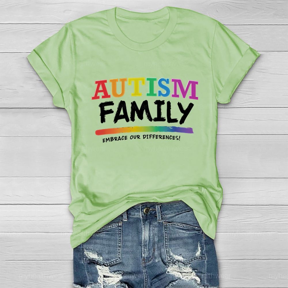 Autism Family Embrace Our Differences  Healthwear T-shirt