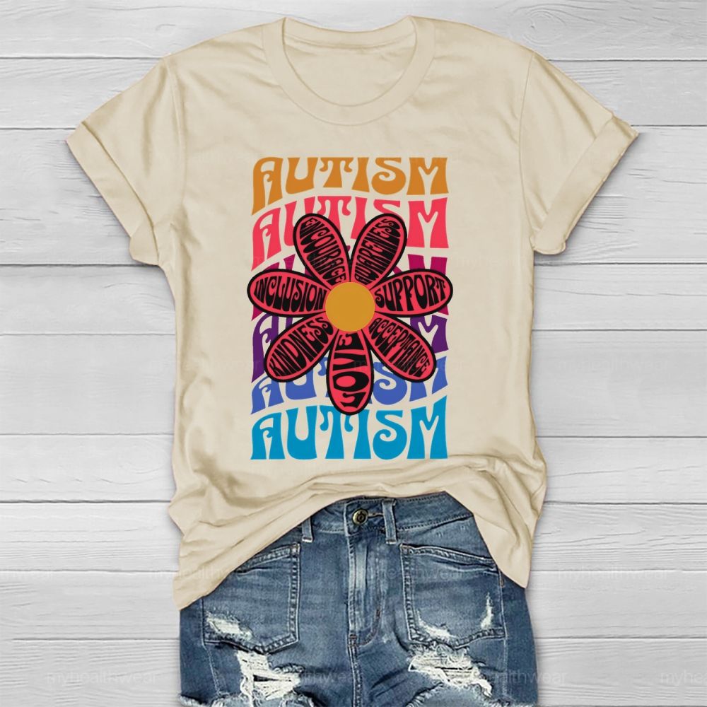 Autism Kindness Love Flowers  Healthwear T-shirt