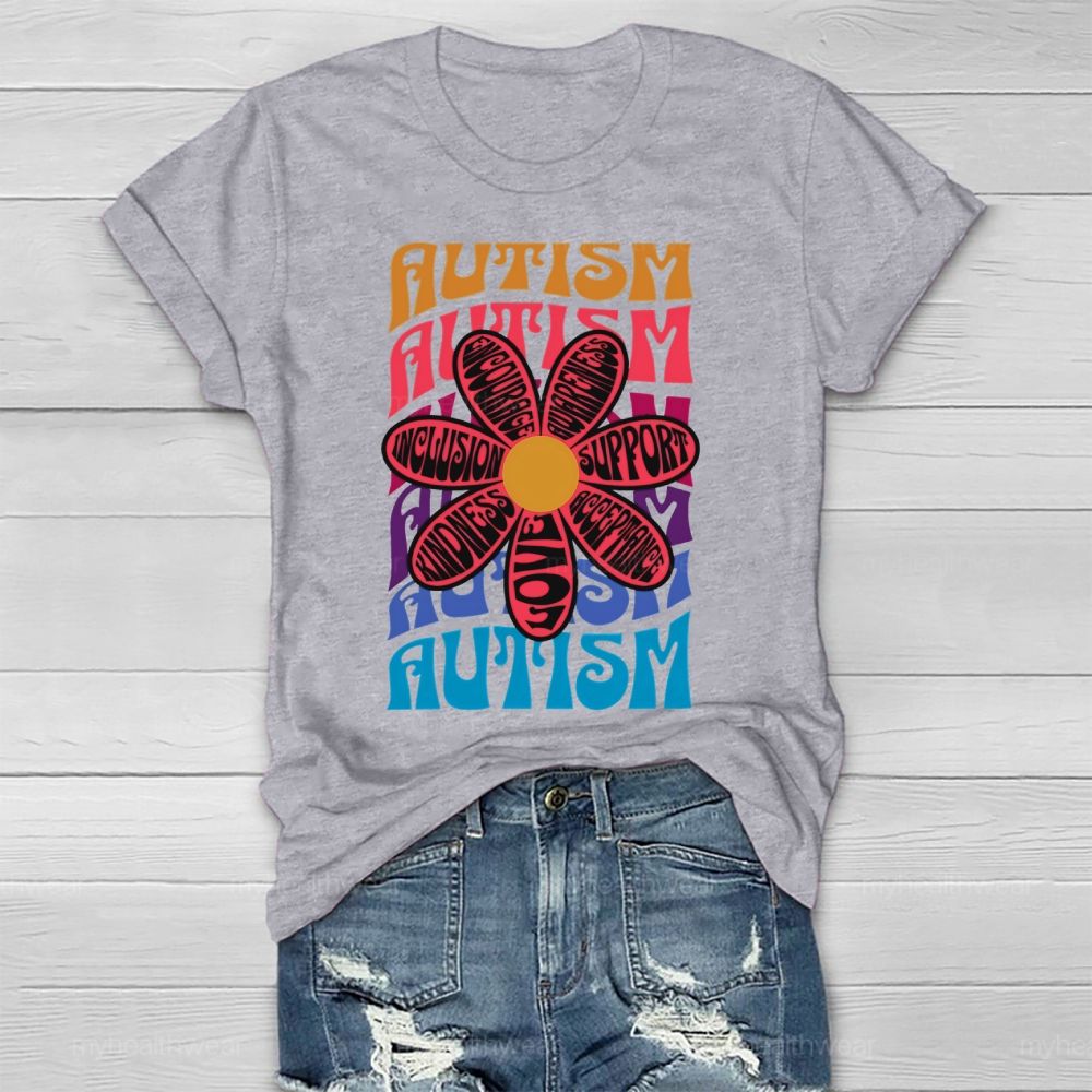 Autism Kindness Love Flowers  Healthwear T-shirt