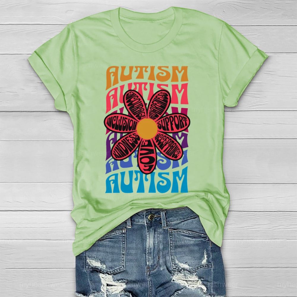 Autism Kindness Love Flowers  Healthwear T-shirt