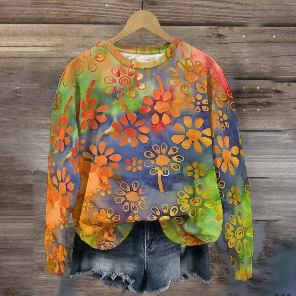 Gradient Floral Pattern  Sweatshirt