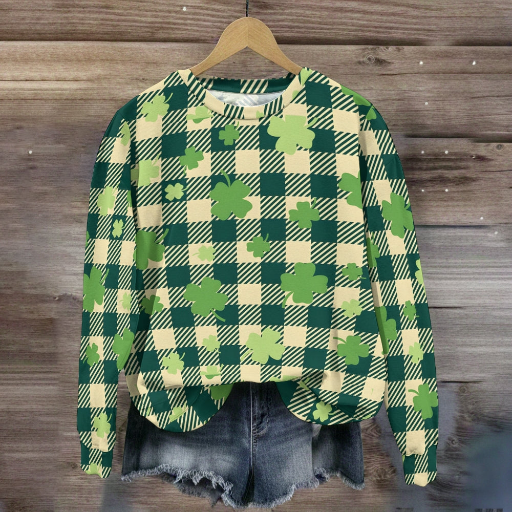 Plaid Four-Leaf Clover Pattern  Sweatshirt