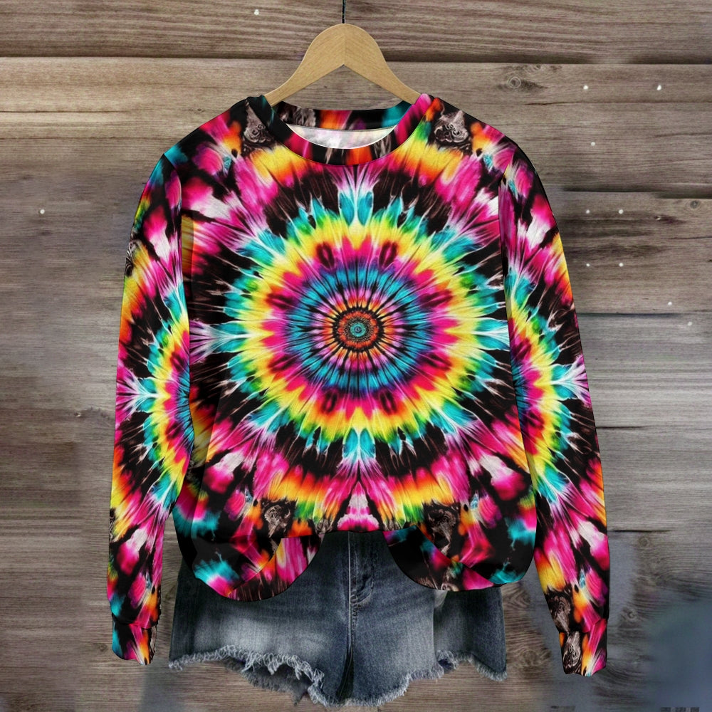 Colorful Radioactive Pattern All-Over Print Sweatshirt