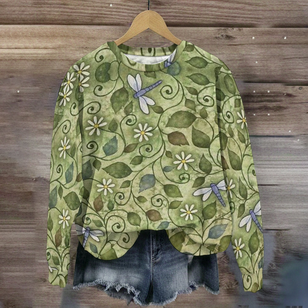 Dragonfly Plants Flowers  Sweatshirt