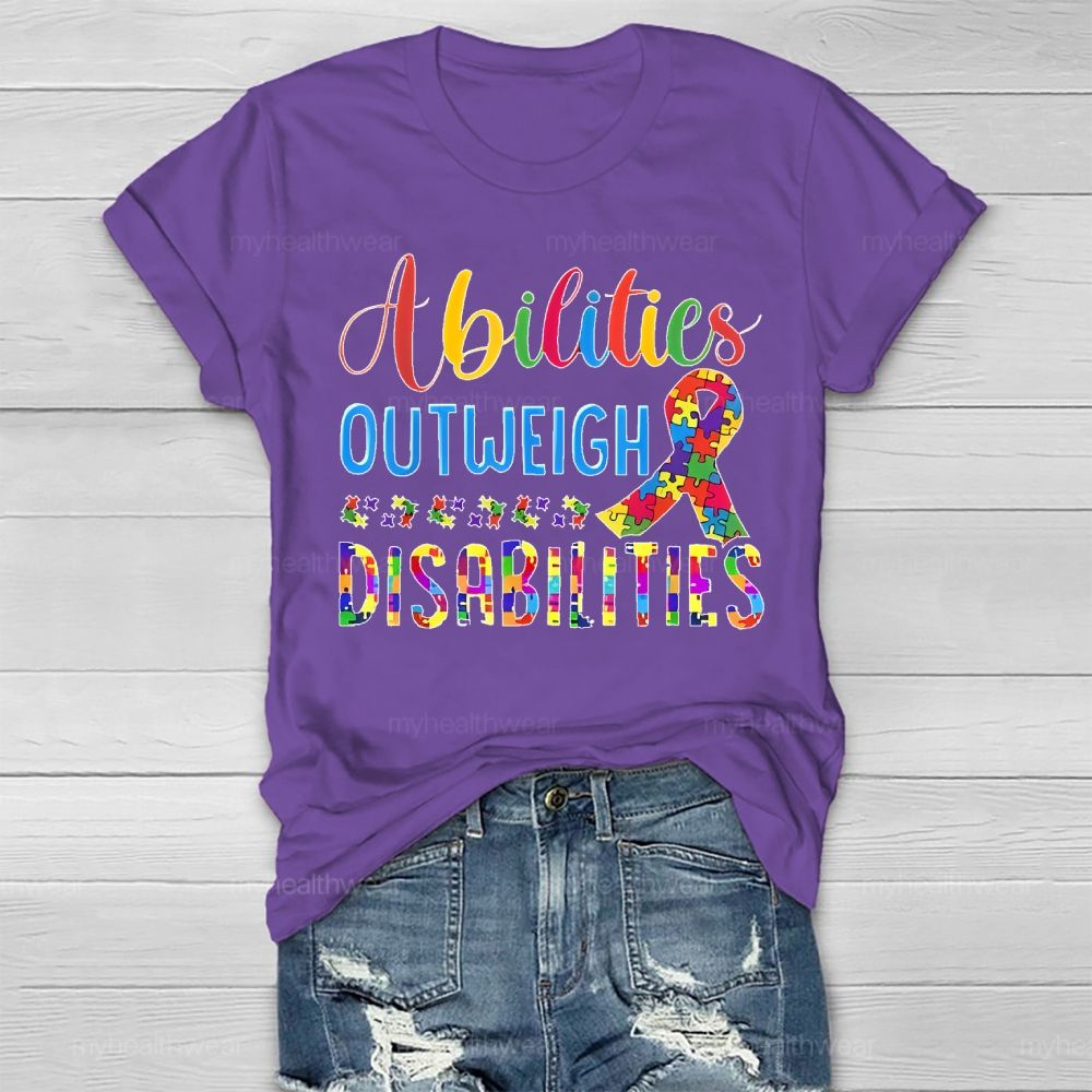Abilities Outweigh Disabilities Puzzle Ribbon Healthwear T-shirt