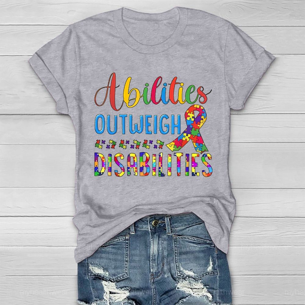 Abilities Outweigh Disabilities Puzzle Ribbon Healthwear T-shirt