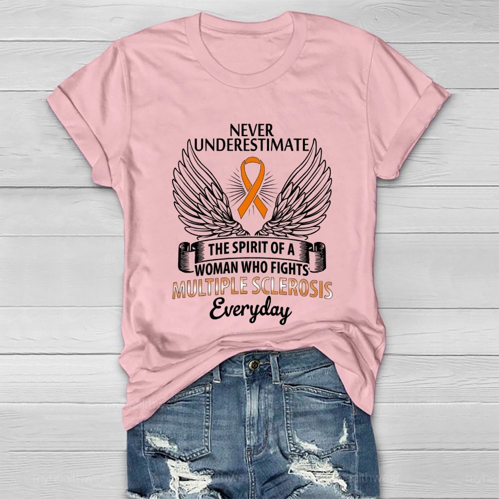 Never Underestimate The Spirit Multiple Sclerosis Awareness Healthwear T-shirt