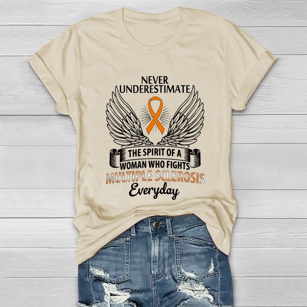 Never Underestimate The Spirit Multiple Sclerosis Awareness Healthwear T-shirt