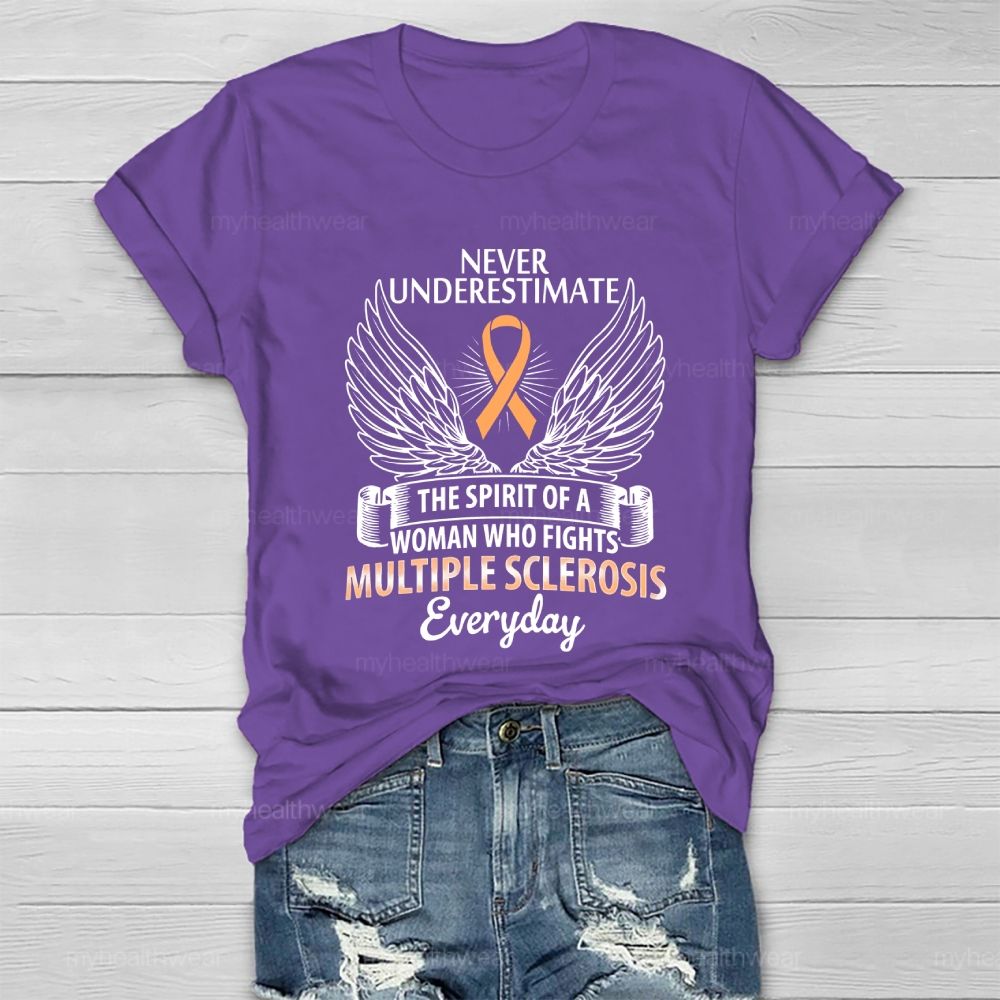 Never Underestimate The Spirit Multiple Sclerosis Awareness Healthwear T-shirt