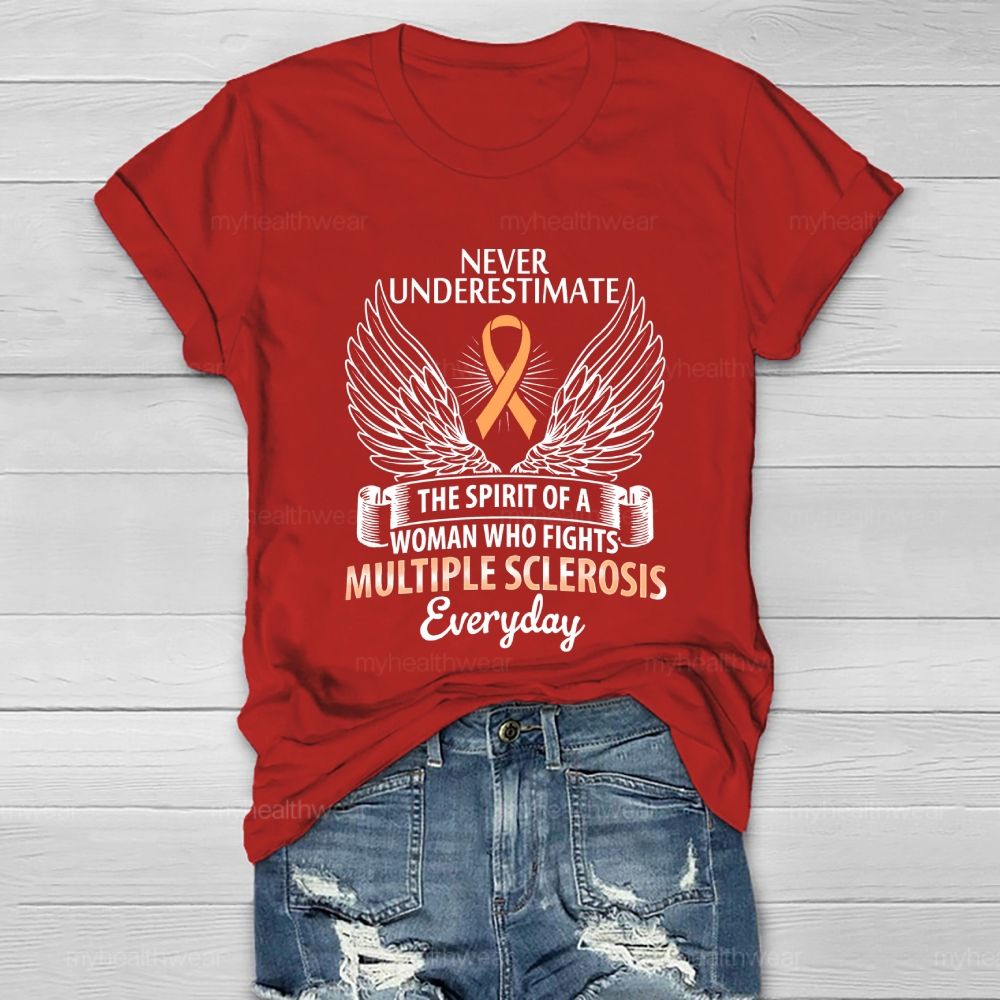 Never Underestimate The Spirit Multiple Sclerosis Awareness Healthwear T-shirt