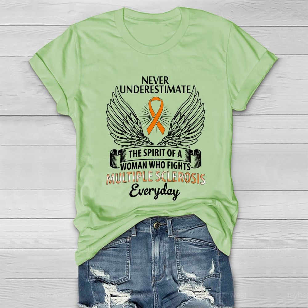 Never Underestimate The Spirit Multiple Sclerosis Awareness Healthwear T-shirt