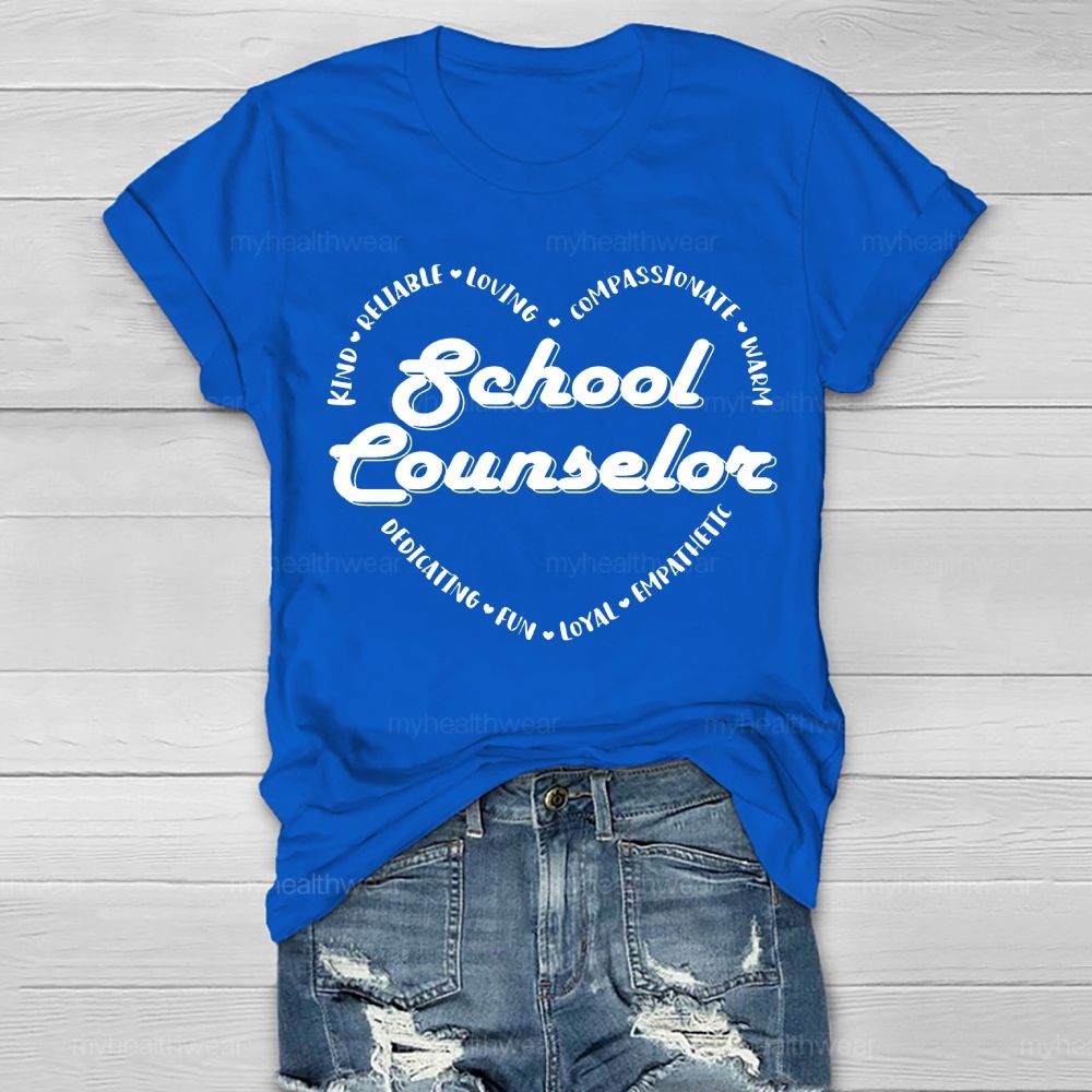 School Counselor Kind Heart Letters Healthwear T-shirt