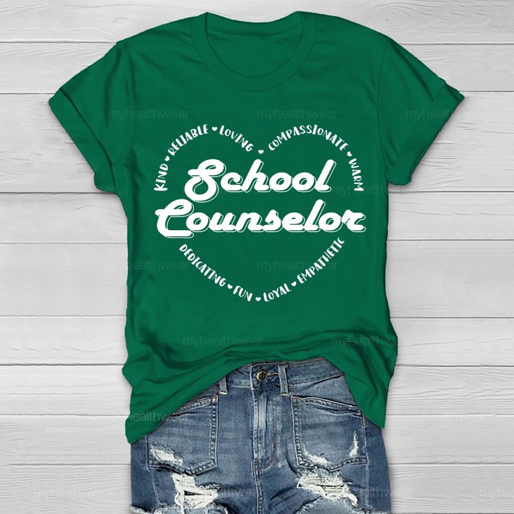 School Counselor Kind Heart Letters Healthwear T-shirt