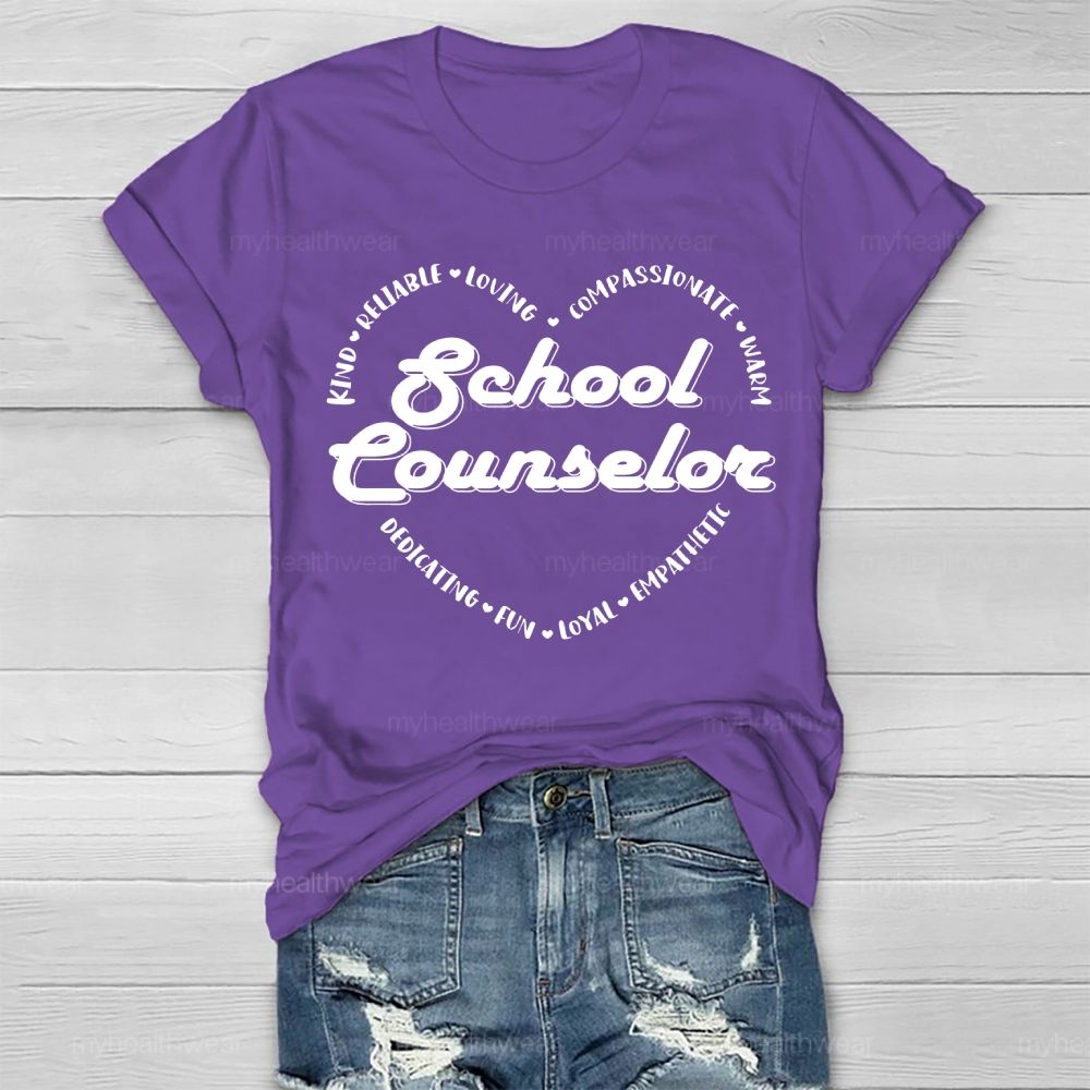 School Counselor Kind Heart Letters Healthwear T-shirt