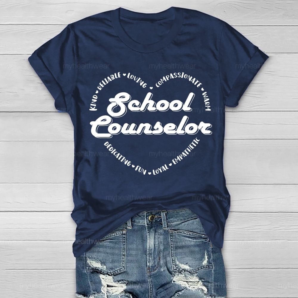 School Counselor Kind Heart Letters Healthwear T-shirt