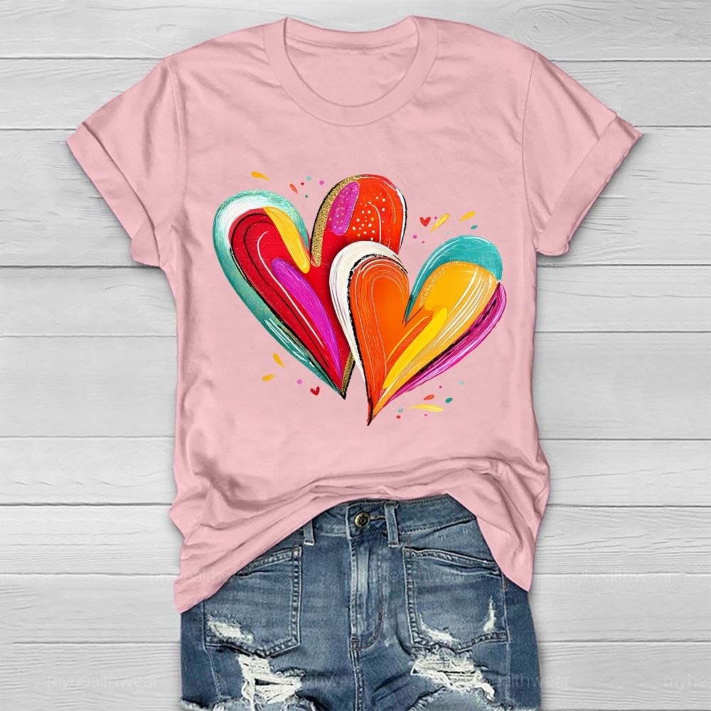 Colorful Heart Graphics Healthwear T-shirt