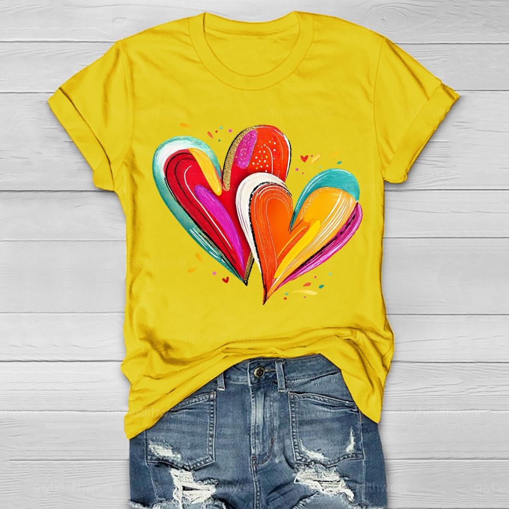 Colorful Heart Graphics Healthwear T-shirt
