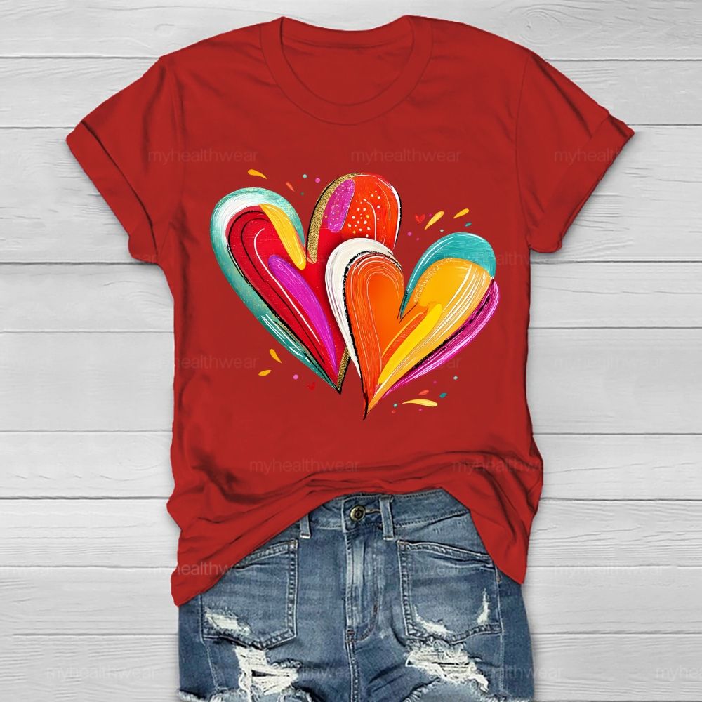 Colorful Heart Graphics Healthwear T-shirt