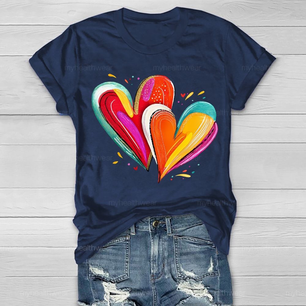Colorful Heart Graphics Healthwear T-shirt