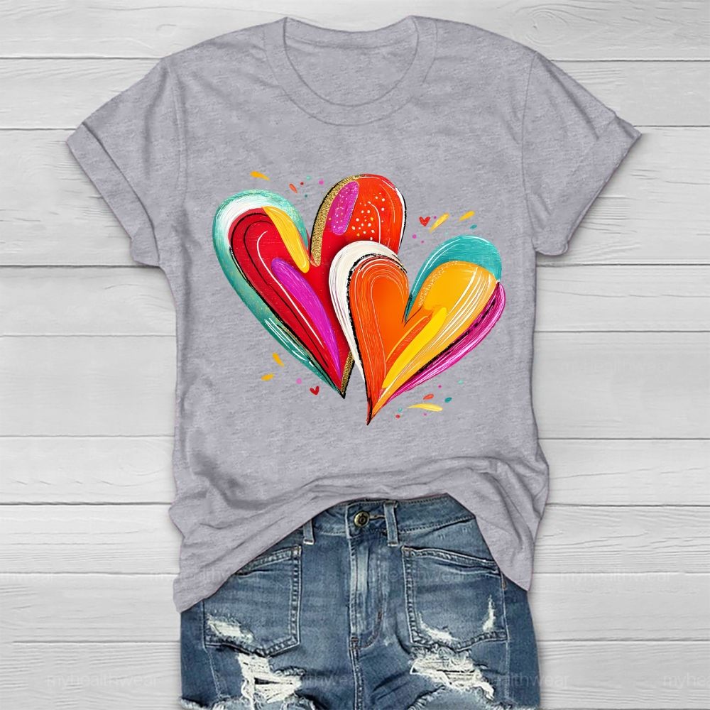 Colorful Heart Graphics Healthwear T-shirt
