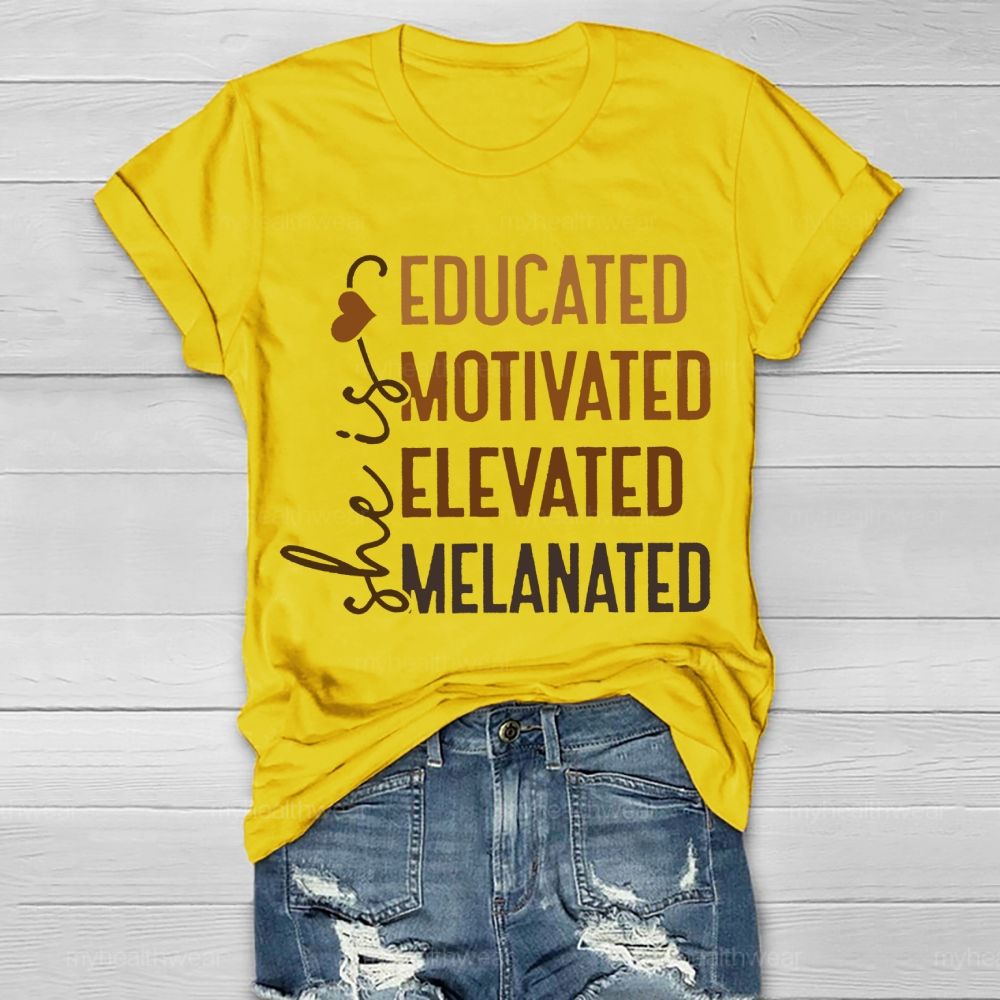 She Is Educated Motivated Melanated   Healthwear T-shirt