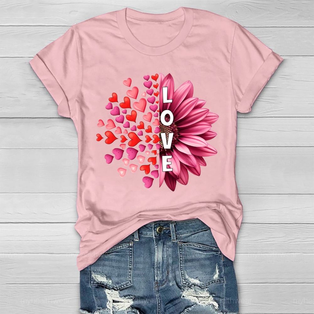 Love Heart Sunflower  Healthwear T-shirt