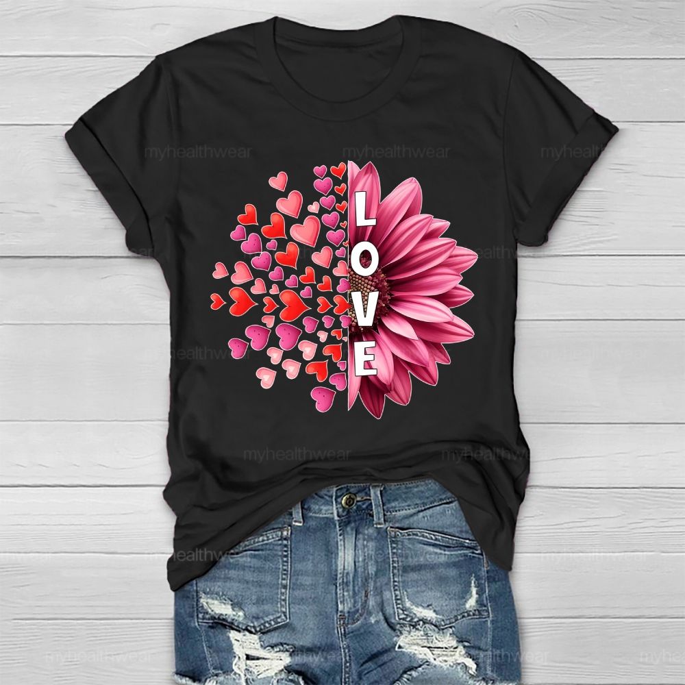 Love Heart Sunflower  Healthwear T-shirt