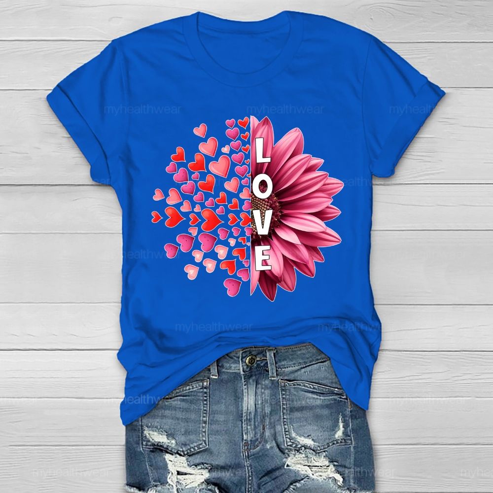 Love Heart Sunflower  Healthwear T-shirt