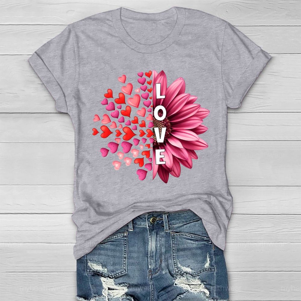 Love Heart Sunflower  Healthwear T-shirt