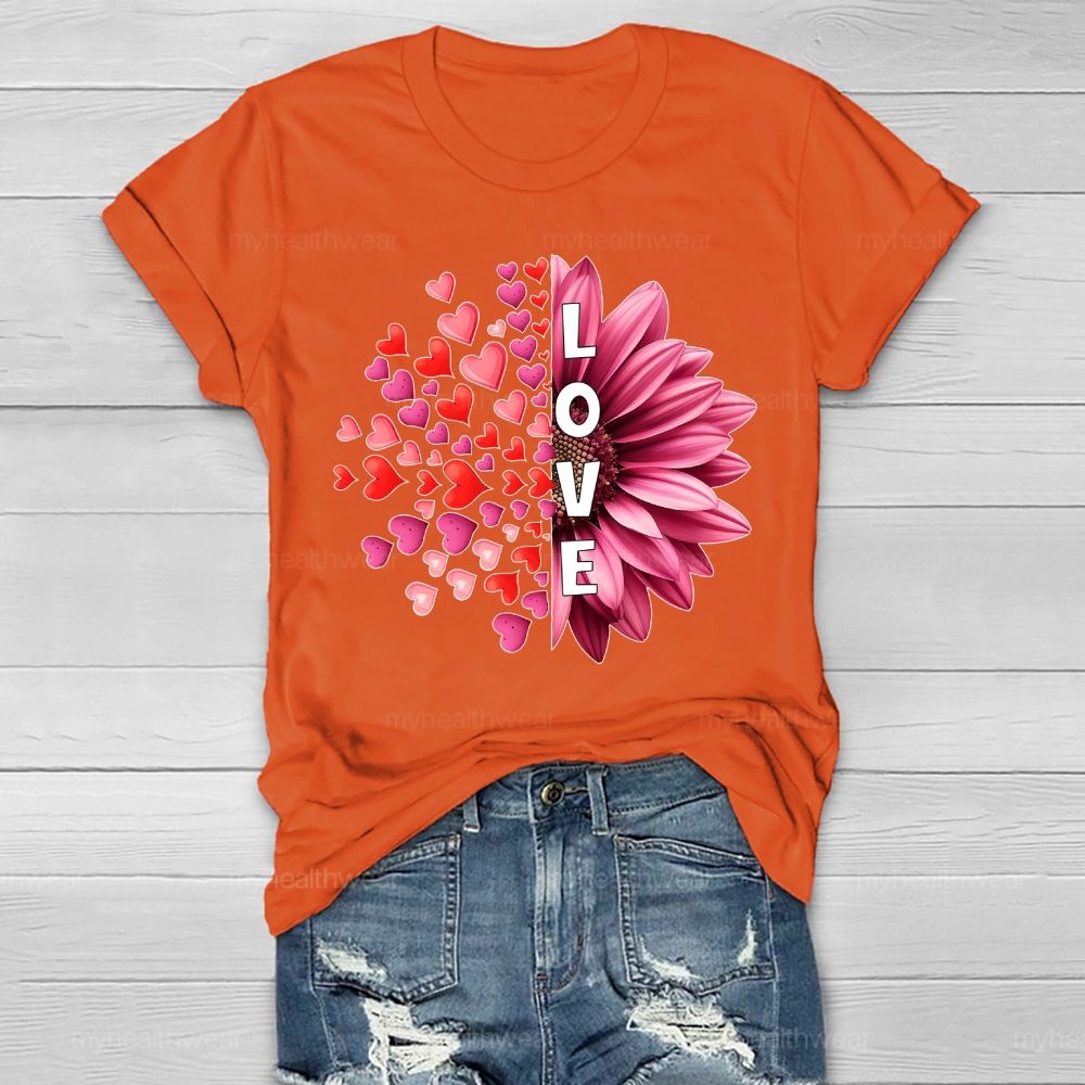 Love Heart Sunflower  Healthwear T-shirt