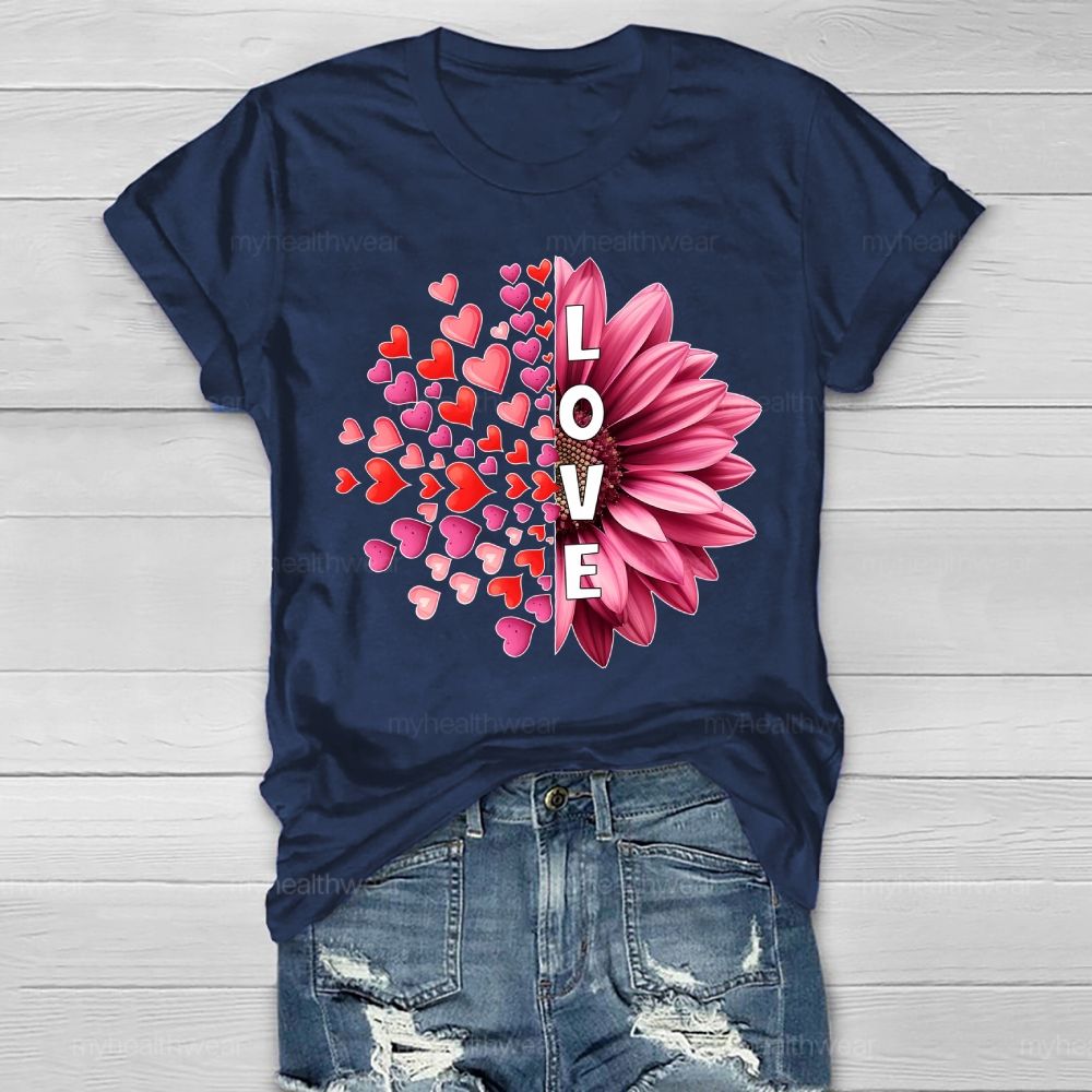 Love Heart Sunflower  Healthwear T-shirt