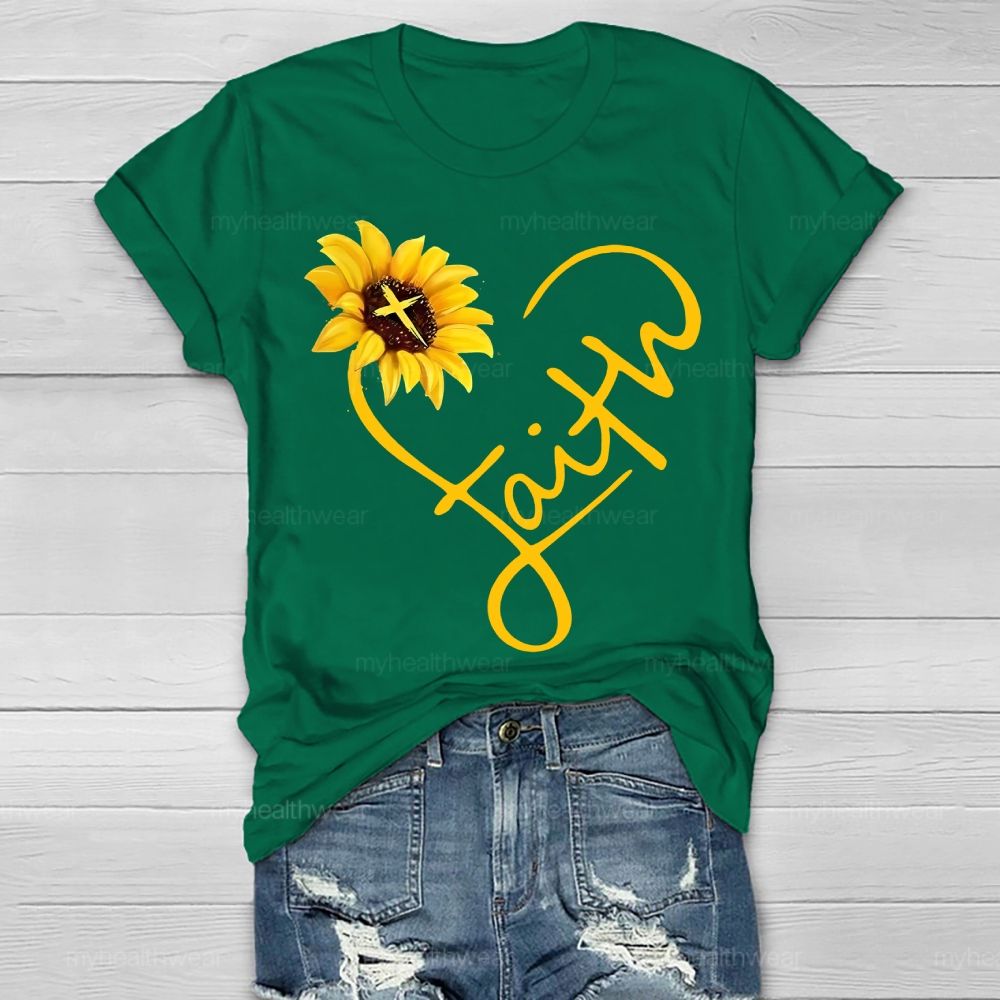 Faith Cross Love Sunflower  Healthwear T-shirt