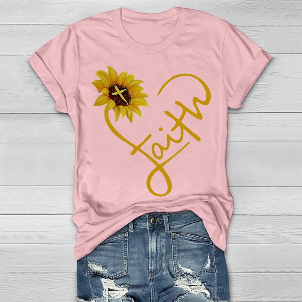 Faith Cross Love Sunflower  Healthwear T-shirt