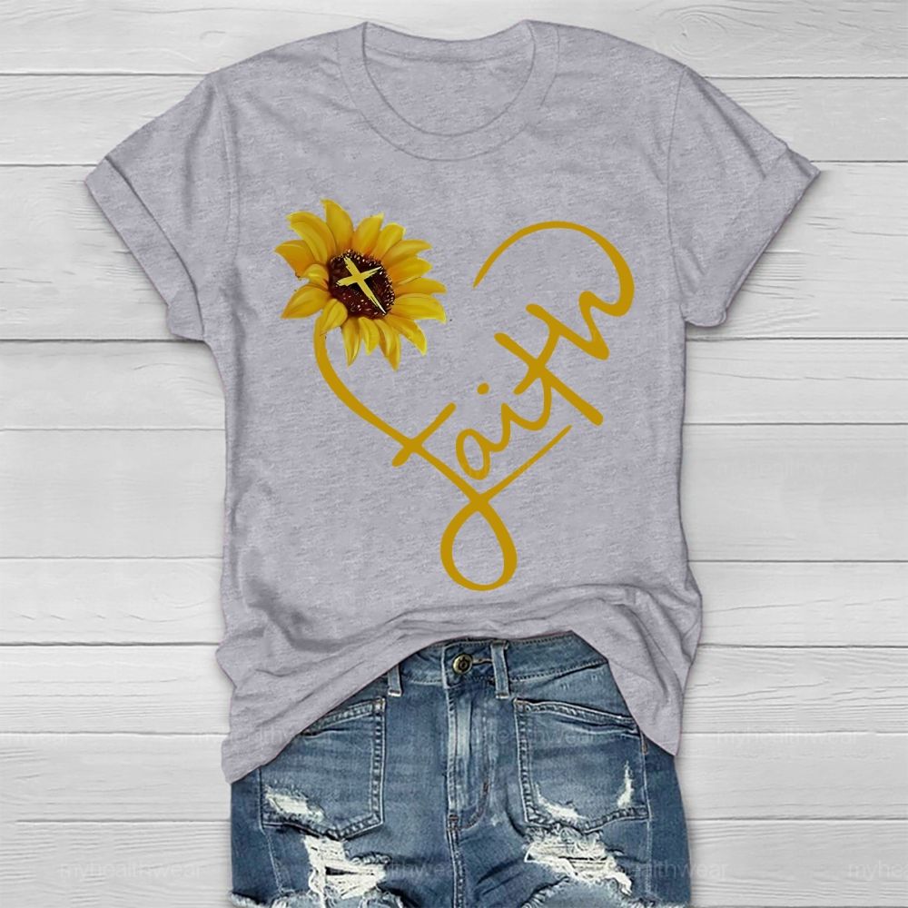 Faith Cross Love Sunflower  Healthwear T-shirt