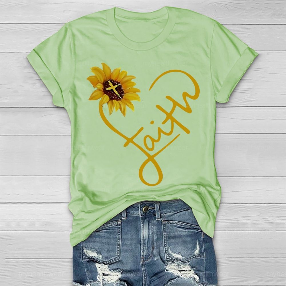 Faith Cross Love Sunflower  Healthwear T-shirt