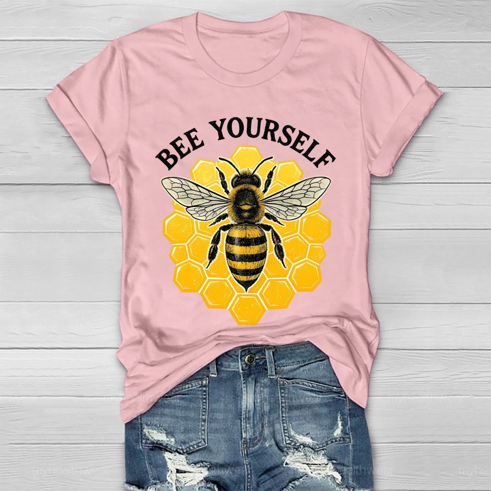 Bee Yourself Bee Plaid Pattern  Healthwear T-shirt