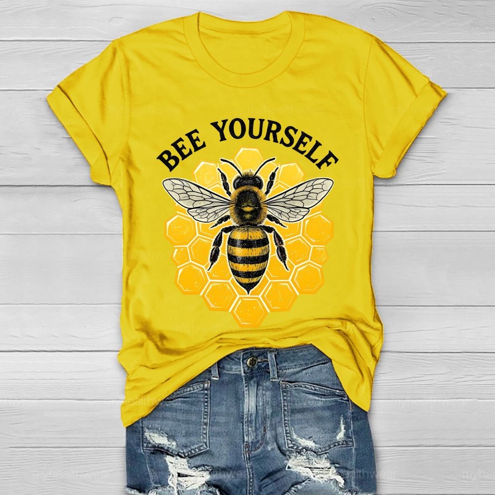 Bee Yourself Bee Plaid Pattern  Healthwear T-shirt