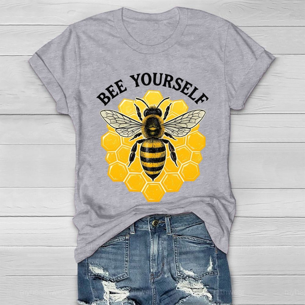 Bee Yourself Bee Plaid Pattern  Healthwear T-shirt