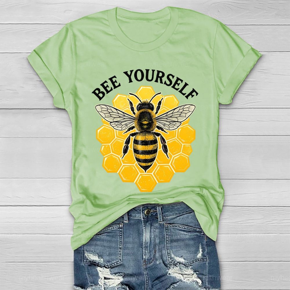 Bee Yourself Bee Plaid Pattern  Healthwear T-shirt